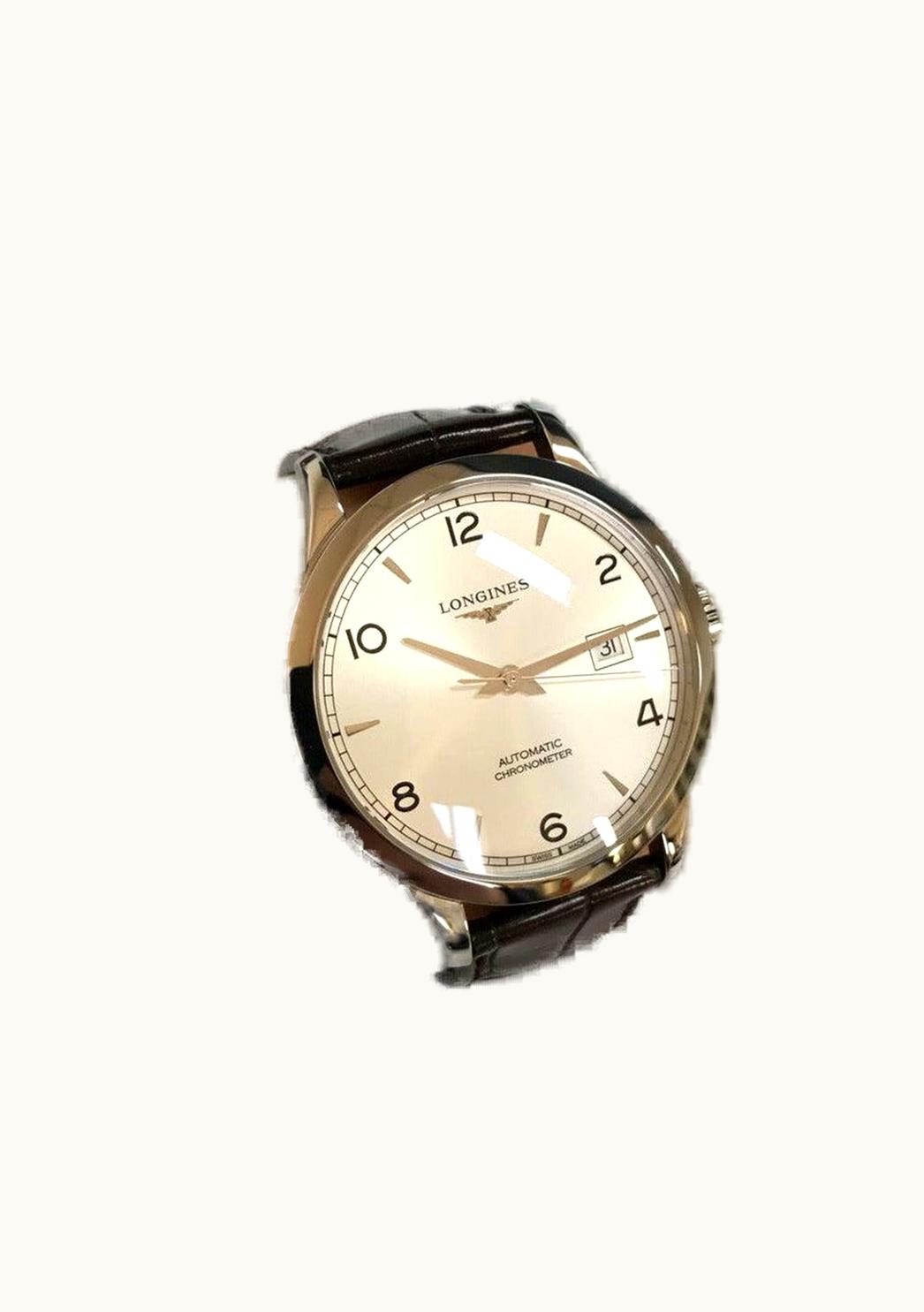 Longines Record 40mm Stainless Steel / Silver-Arabic / Alligator