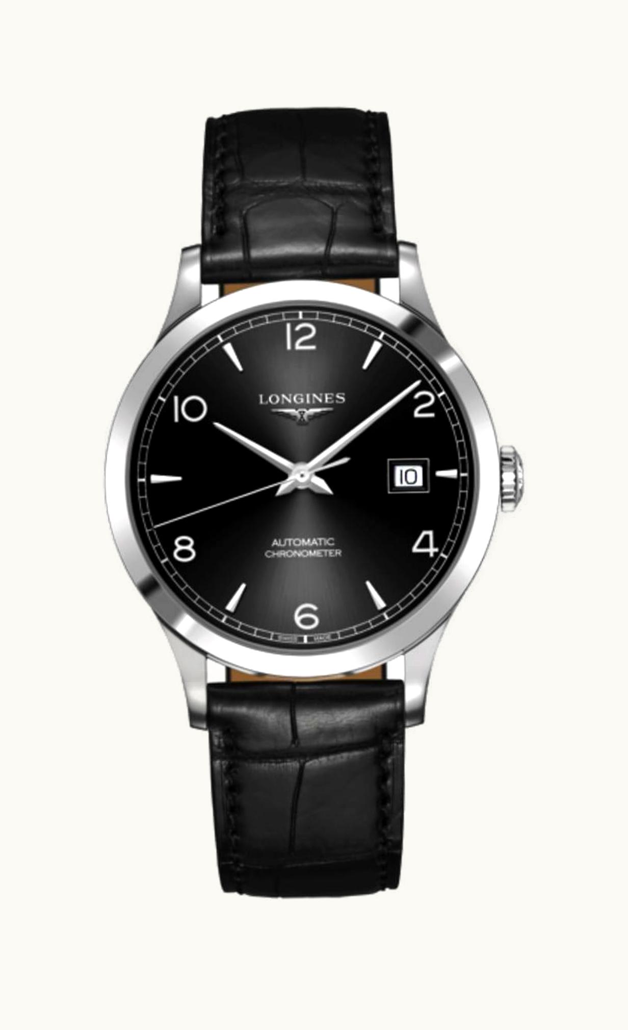 Longines Record 40mm Stainless Steel / Blue-Arabic / Alligator