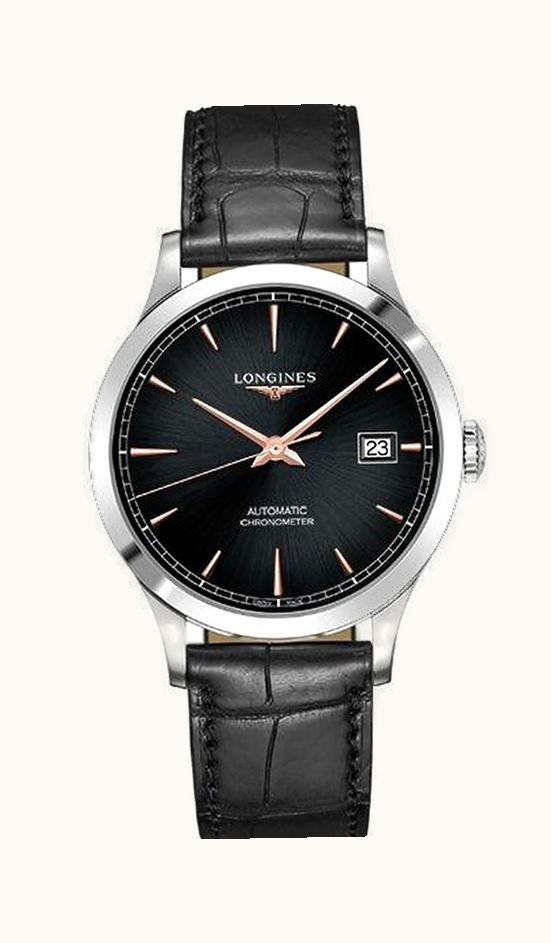 Longines Record 40mm Stainless Steel / Black / Alligator / Russia