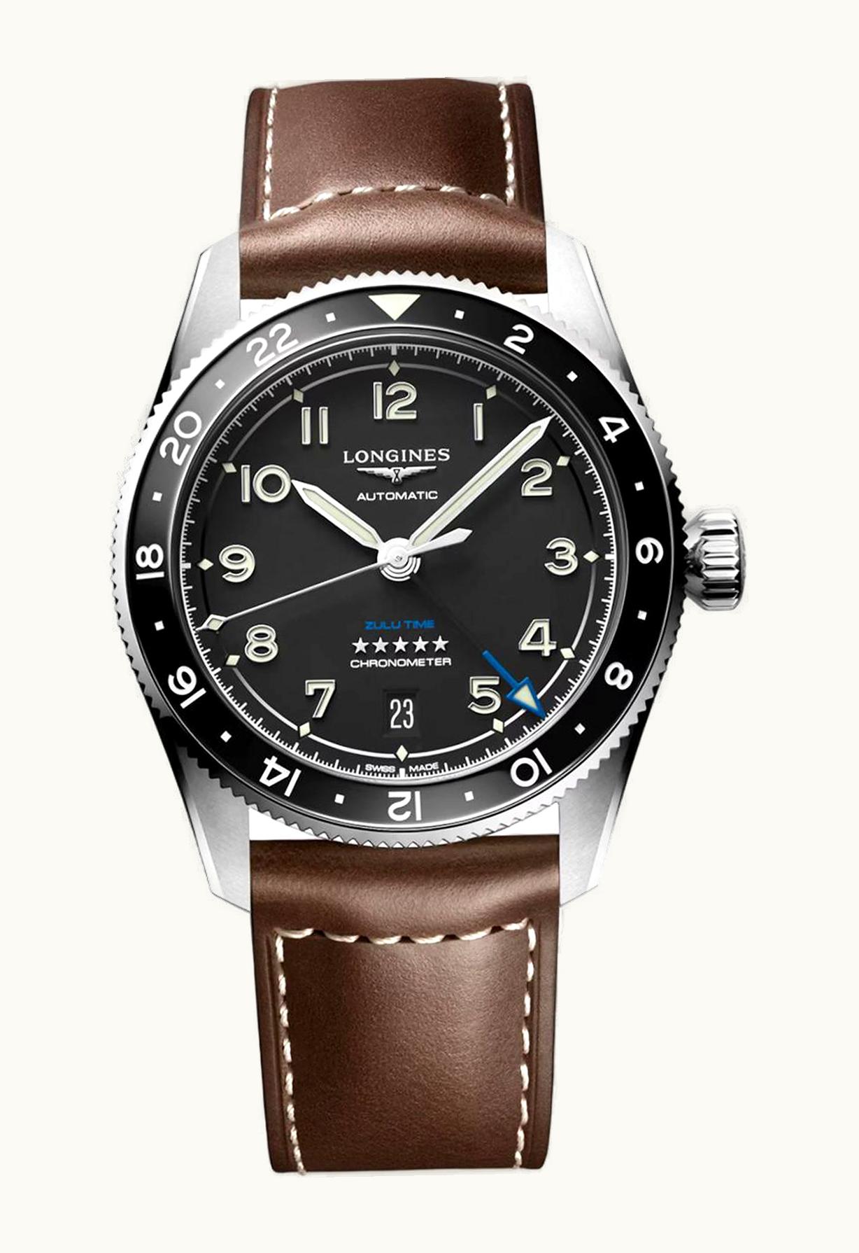 Longines Spirit Zulu Time 39 Stainless Steel / Black / Strap