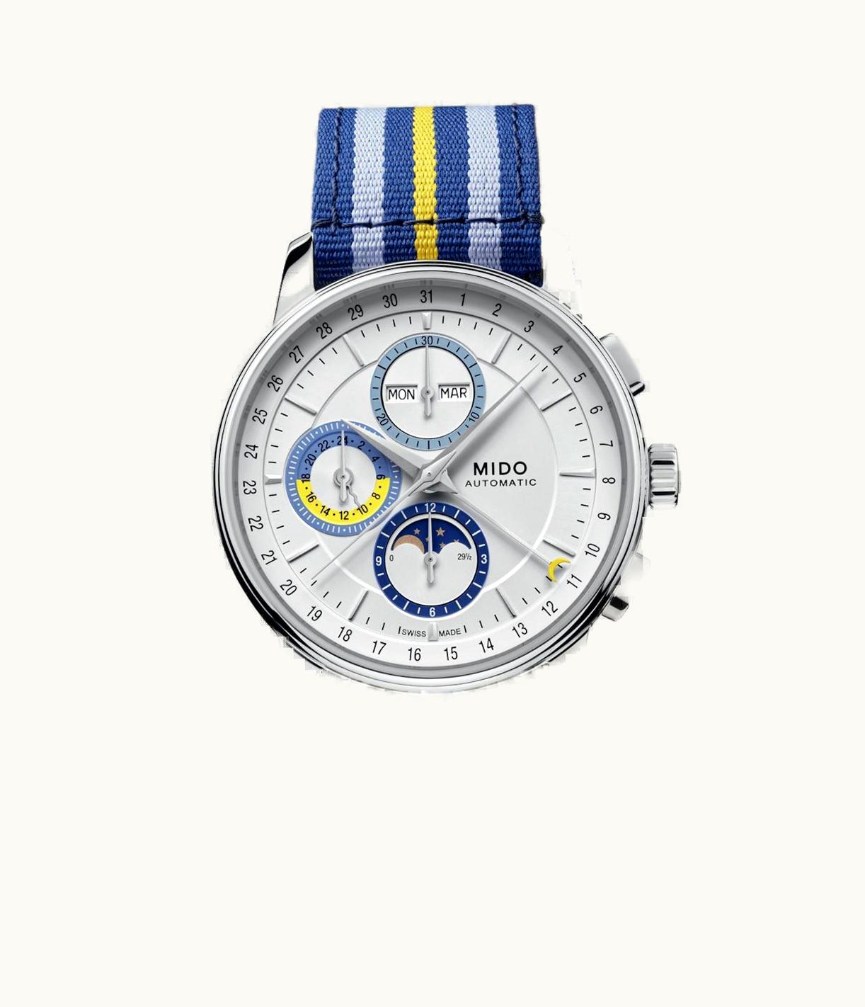 Mido Baroncelli Chronograph Moonphase Stainless Steel / Silver / NATO