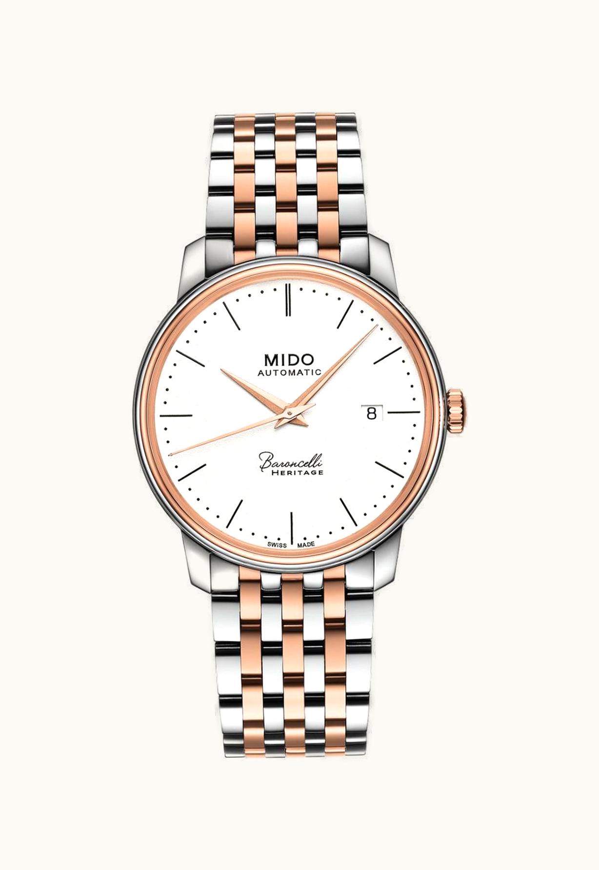 Mido Baroncelli Heritage Lady Stainless Steel - Rose Gold / White / Bracelet