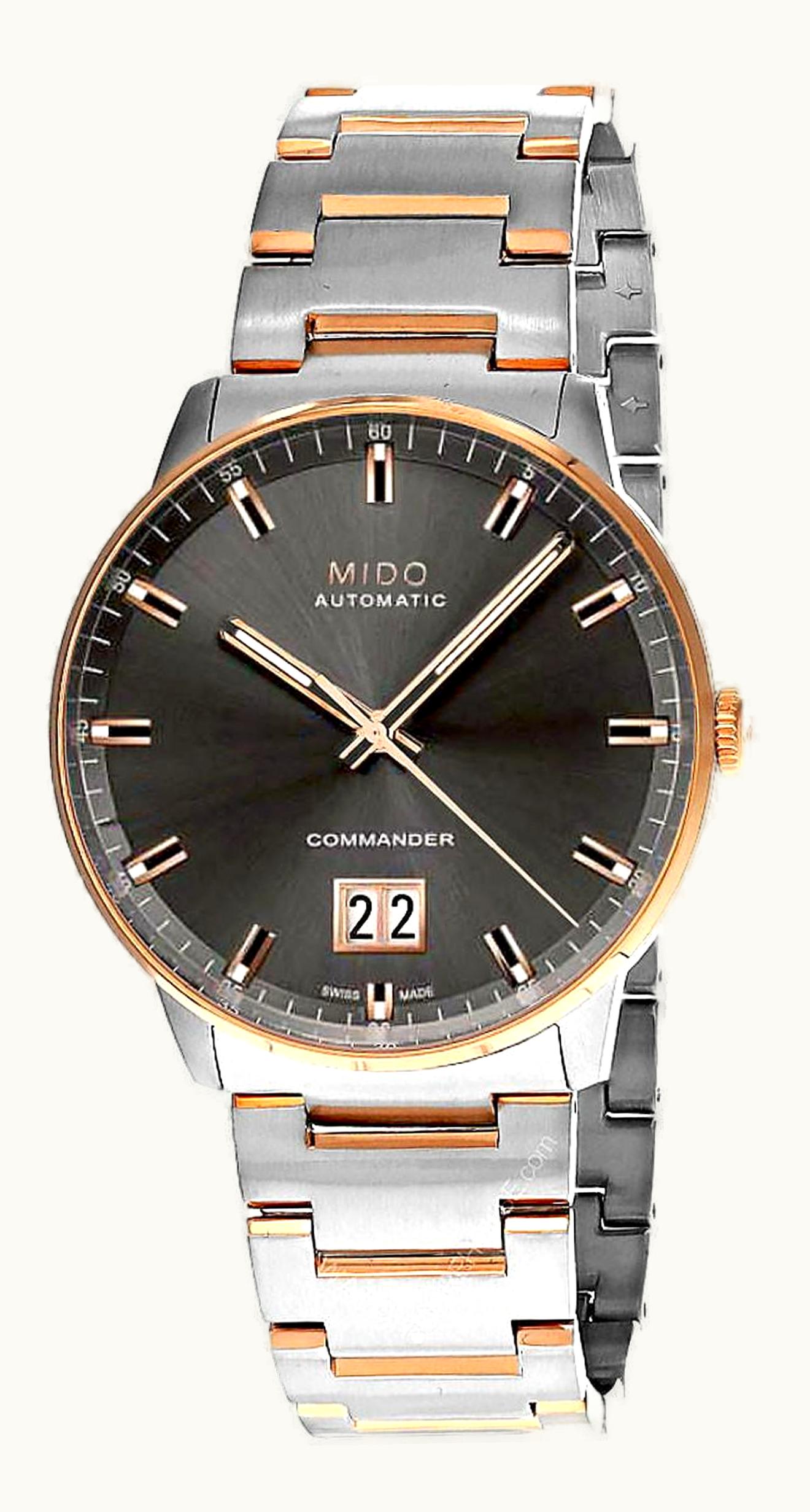 Mido Commander Big Date Stainless Steel - Rose Gold / Grey / Bracelet