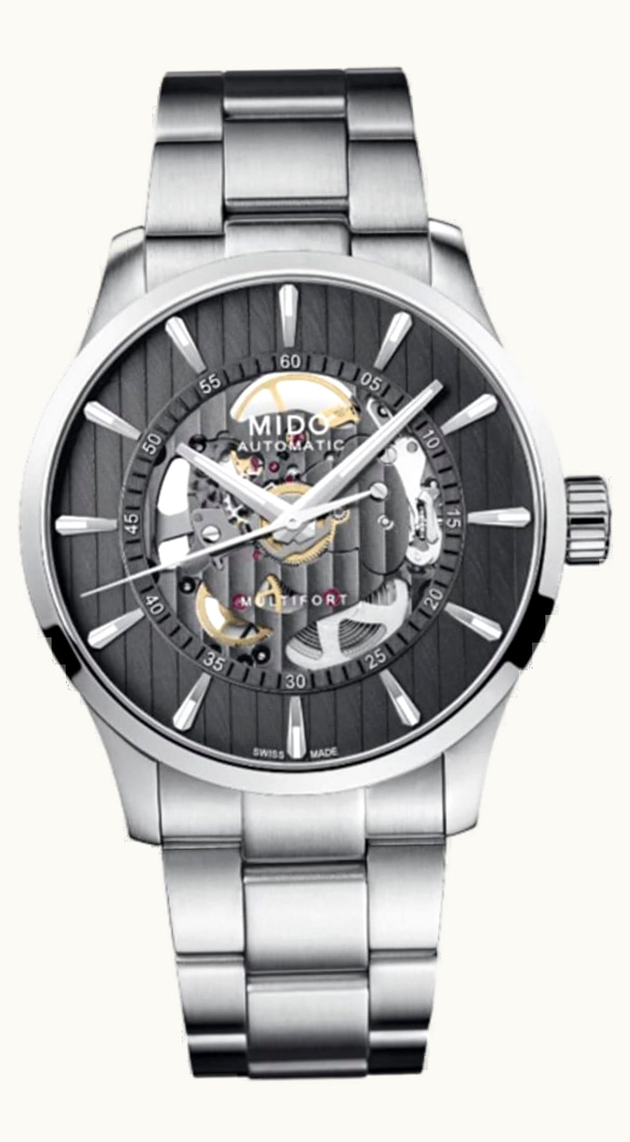 Mido Multifort Skeleton Vertigo Stainless Steel / Grey / Bracelet
