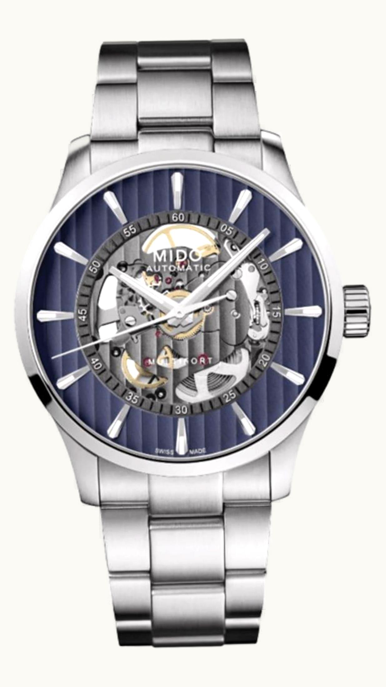 Mido Multifort Skeleton Vertigo Stainless Steel / Blue / Bracelet