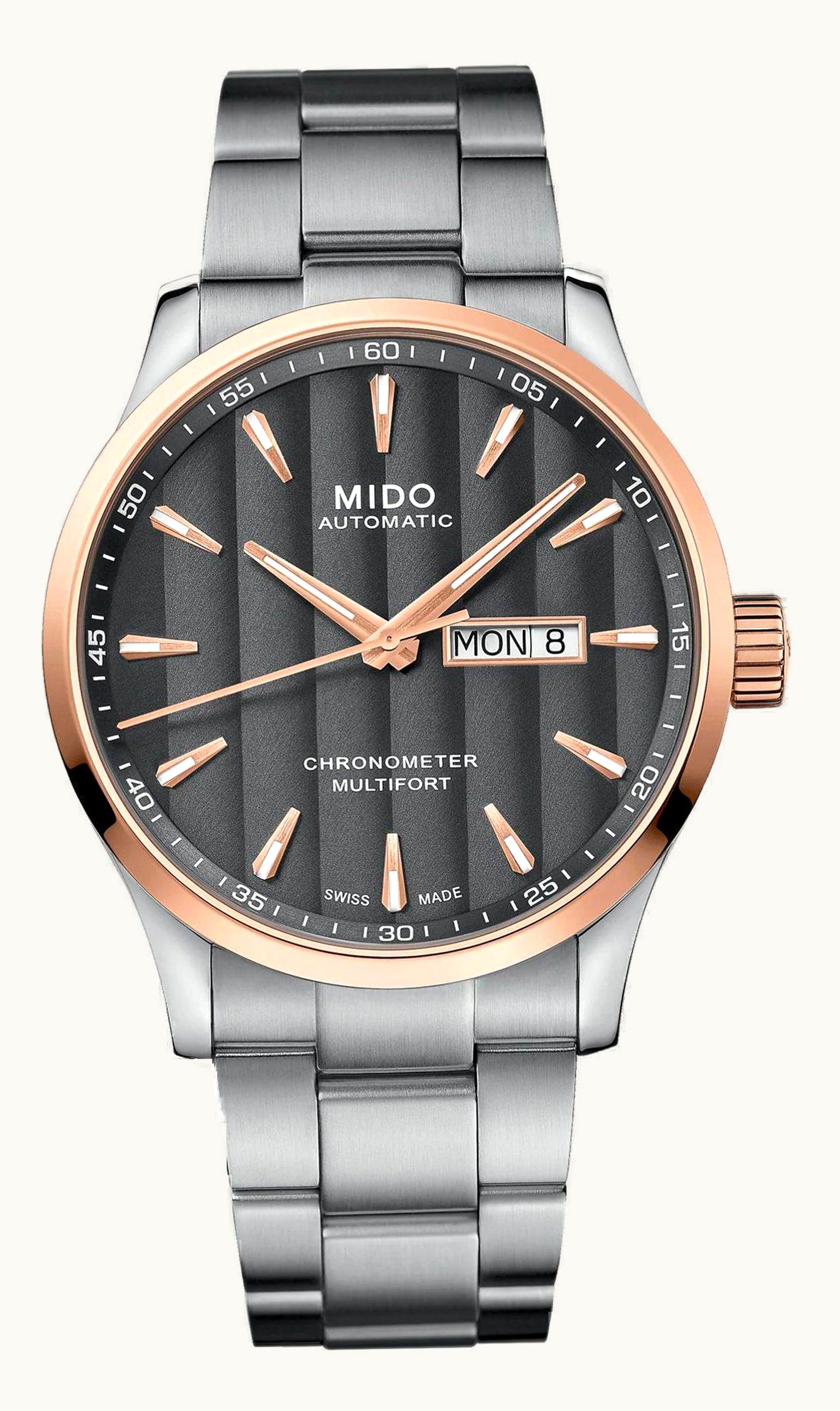 Mido Multifort Chronometer 1 Stainless Steel / Rose Gold / Grey / Bracelet