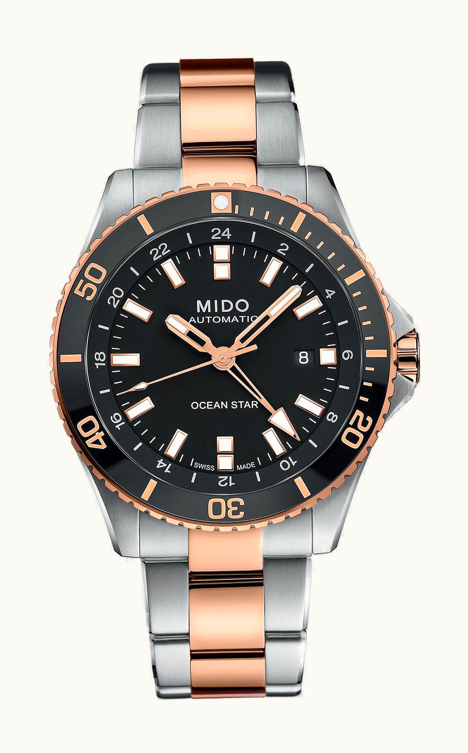 Mido Ocean Star GMT Stainless Steel / Rose Gold / Black / Bracelet M026.629.22.051.00