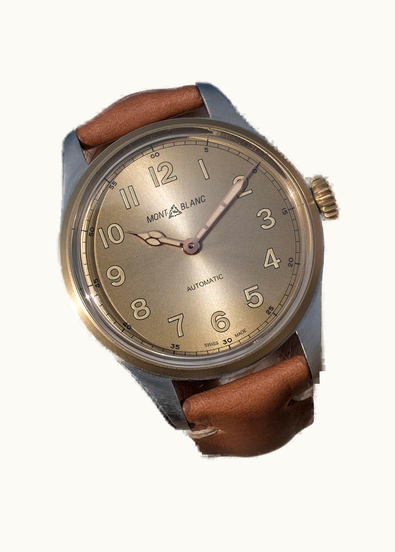 Montblanc 1858 Automatic 40 Stainless Steel / Bronze / Champagne / Calf