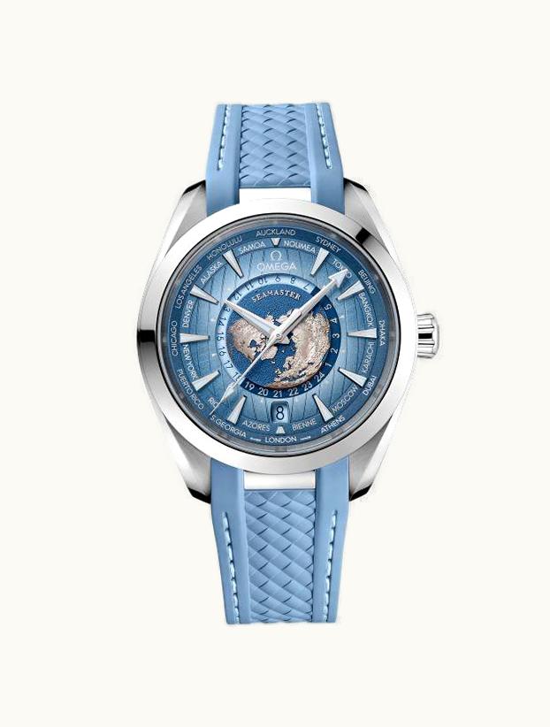 Omega Seamaster Aqua Terra 150M Master Chronometer 43 Worldtimer Stainless Steel / Summer Blue / Rubber