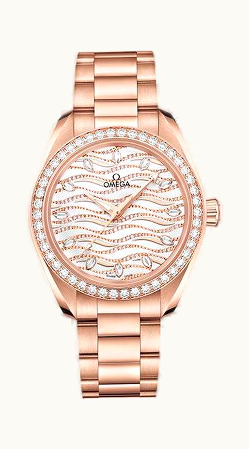 Omega Seamaster Aqua Terra 150M Master Chronometer 34 Sedna Gold / Diamond / Wave Diamond / Bracelet