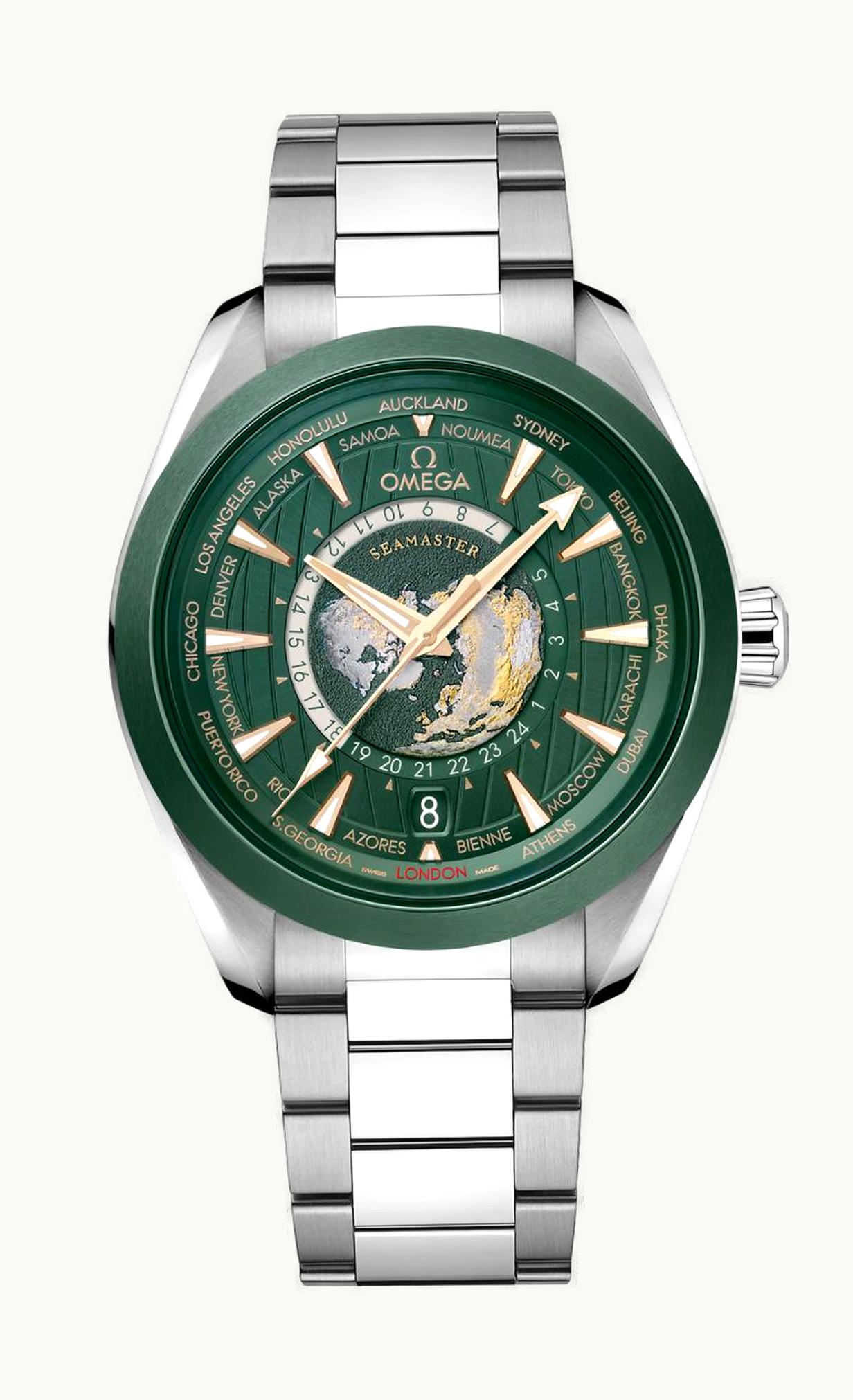 Omega Seamaster Aqua Terra 150M Master Chronometer 43 Worldtimer Stainless Steel - Ceramic / Green / Bracelet