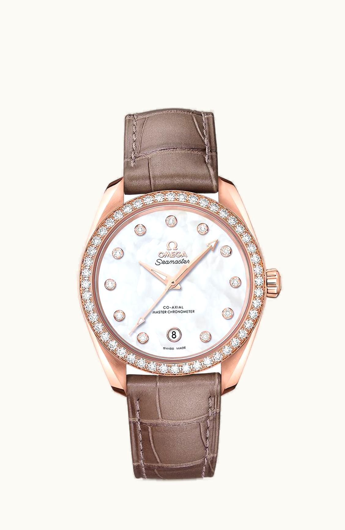 Omega Seamaster Aqua Terra 150M Master Chronometer 38 Sedna Gold / Diamond / MOP / Alligator