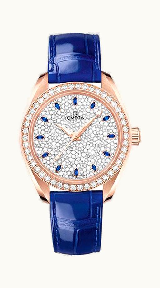 Omega Seamaster Aqua Terra 150M Master Chronometer 34 Sedna Gold / Diamond / Snow Sapphire / Bracelet