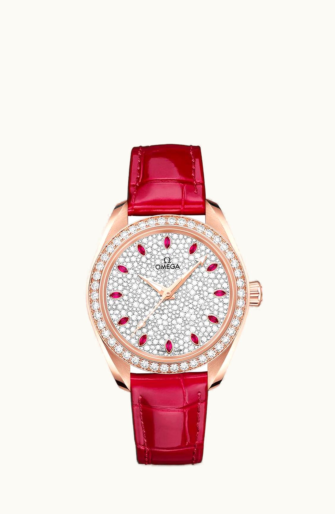 Omega Seamaster Aqua Terra 150M Master Chronometer 34 Sedna Gold / Diamond / Snow Ruby / Alligator