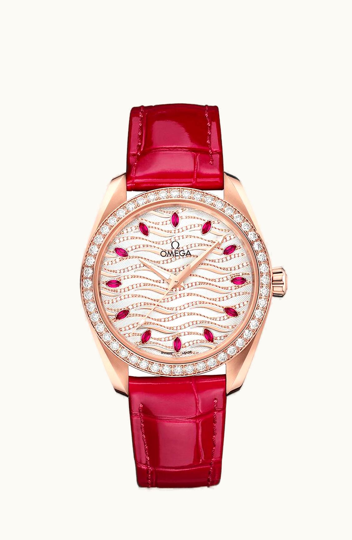 Omega Seamaster Aqua Terra 150M Master Chronometer 38 Sedna Gold / Diamond / Wave Ruby / Alligator