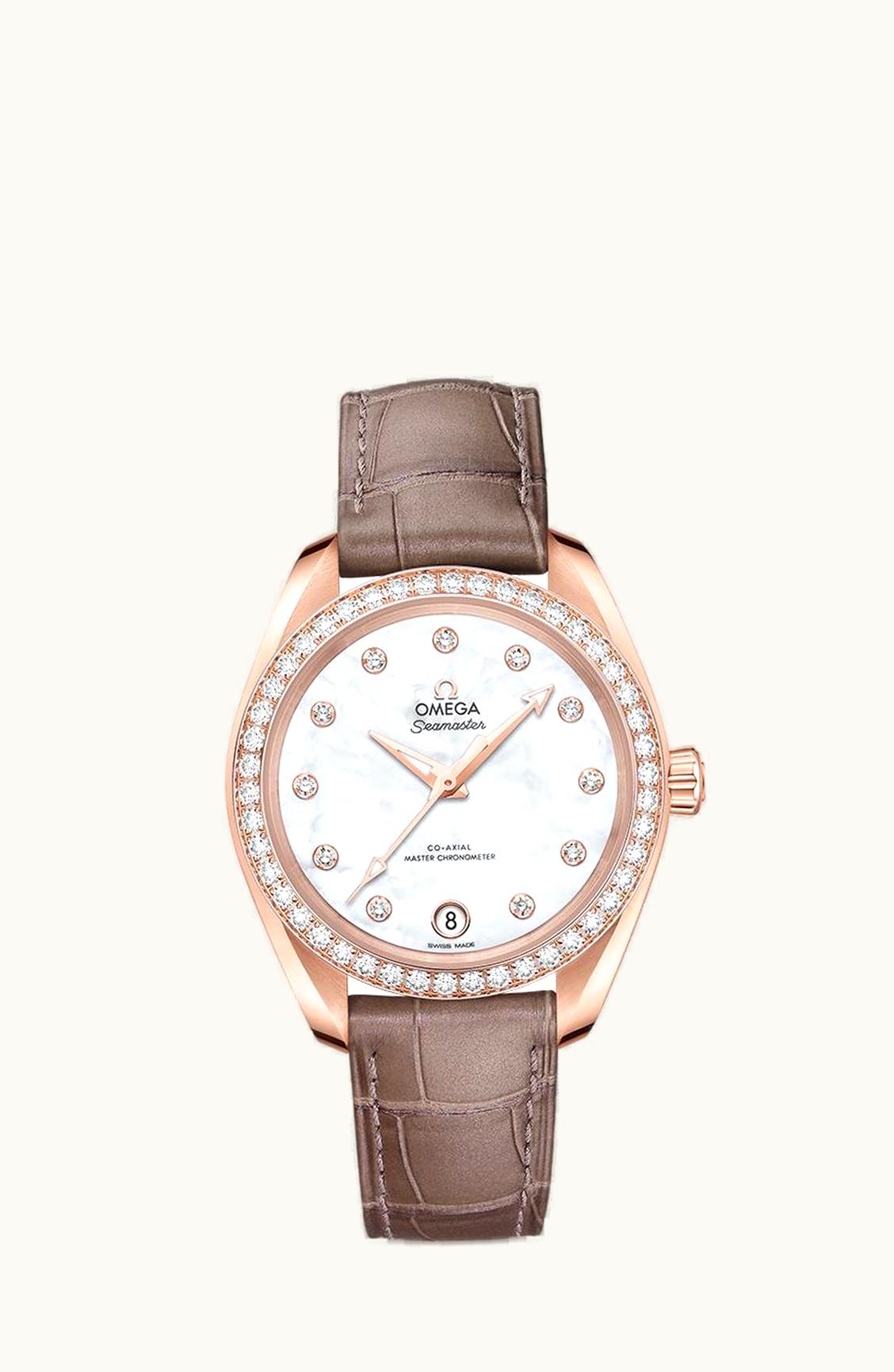 Omega Seamaster Aqua Terra 150M Master Chronometer 34 Sedna Gold / Diamond / MOP / Alligator