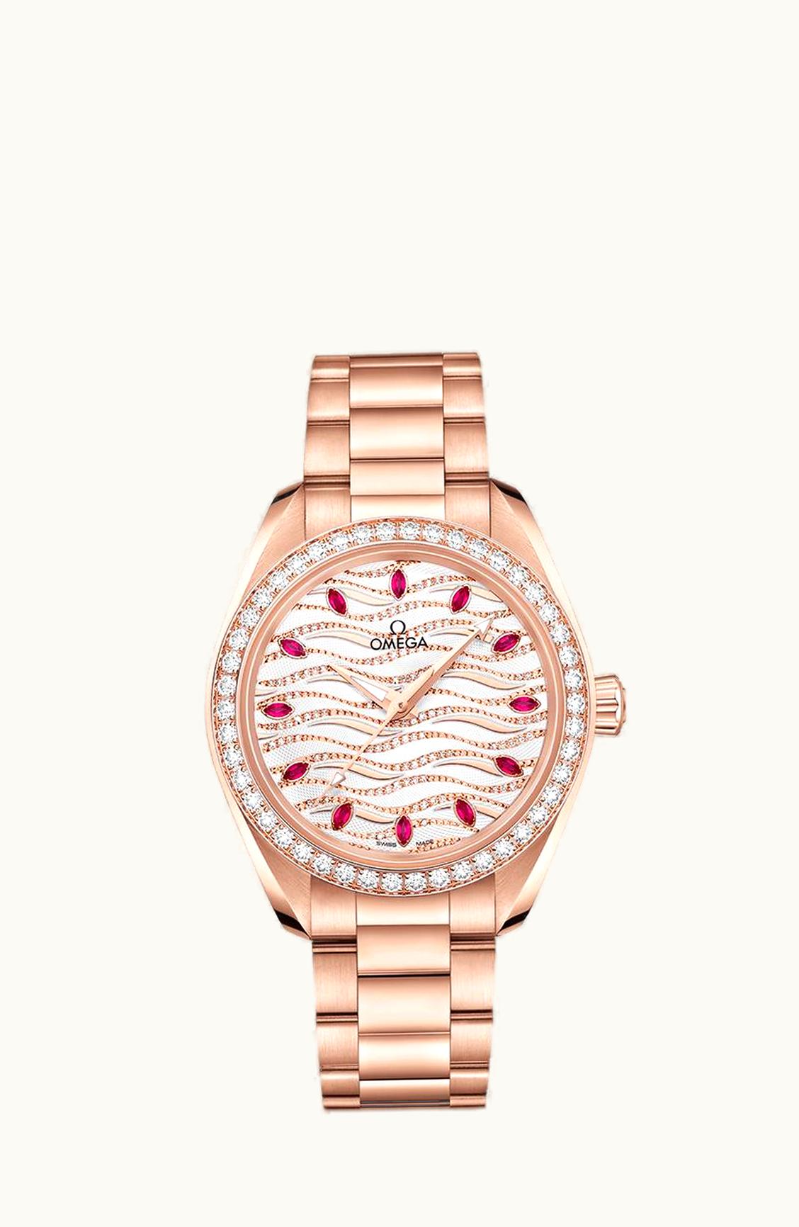 Omega Seamaster Aqua Terra 150M Master Chronometer 34 Sedna Gold / Diamond / Wave Ruby / Bracelet