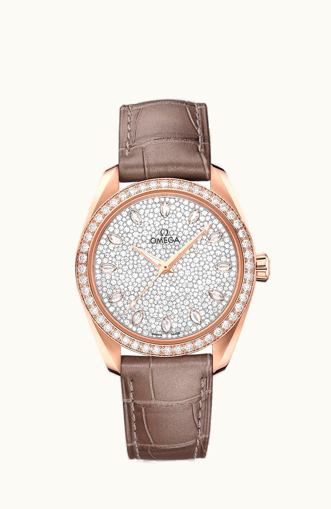 Omega Seamaster Aqua Terra 150M Master Chronometer 38 Sedna Gold / Diamond / Snow Diamond / Alligator