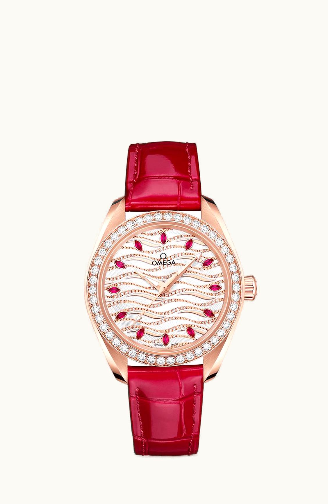 Omega Seamaster Aqua Terra 150M Master Chronometer 34 Sedna Gold / Diamond / Wave Ruby / Alligator