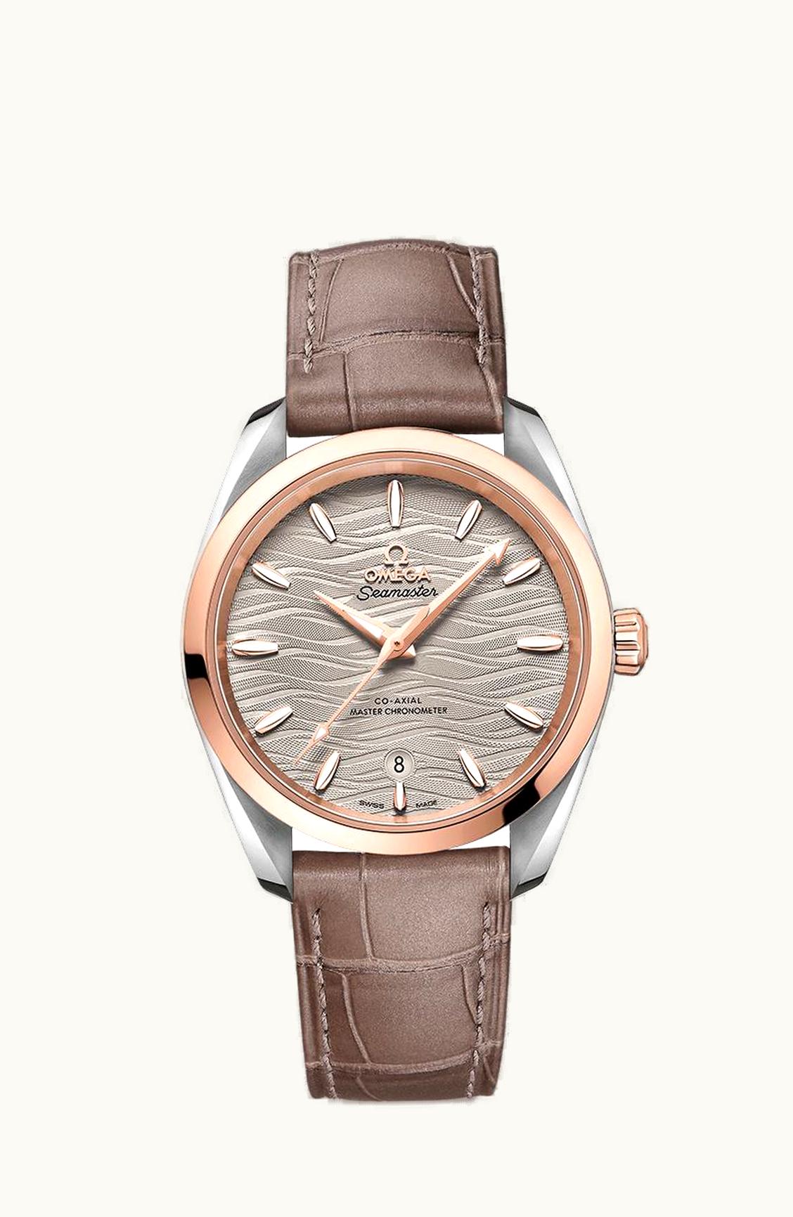 Omega Seamaster Aqua Terra 150M Master Chronometer 34 Stainless Steel / Sedna Gold / Grey-Waves / Alligator