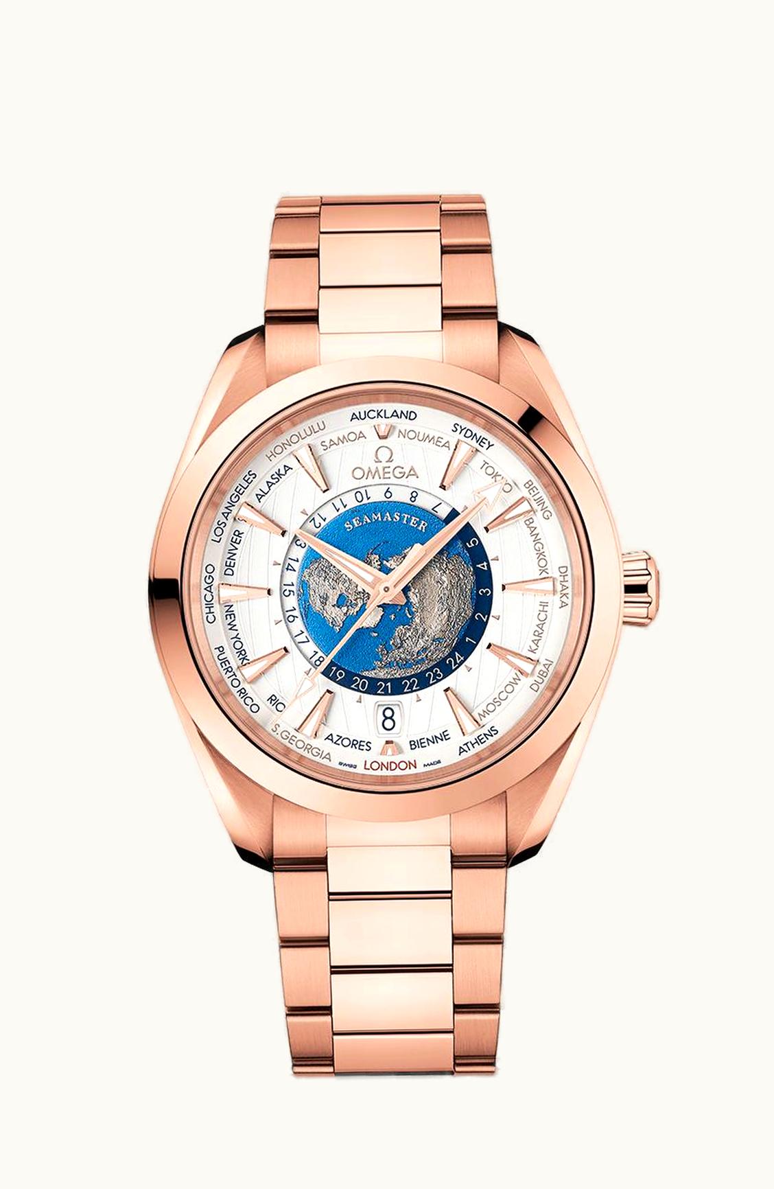 Omega Seamaster Aqua Terra 150M Master Chronometer 43 Worldtimer Sedna Gold / Silver / Bracelet