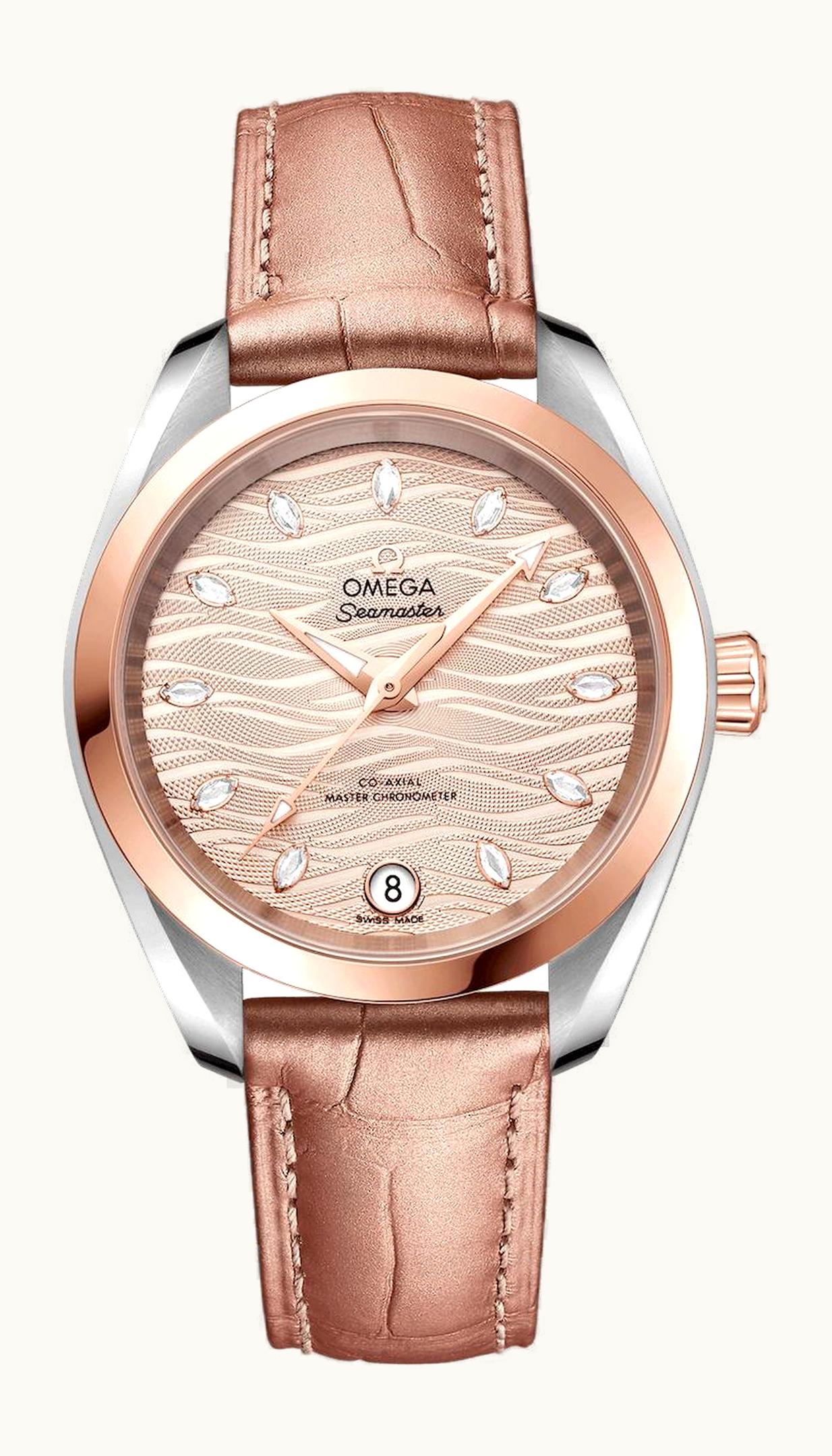 Omega Seamaster Aqua Terra 150M Master Chronometer 34 Stainless Steel / Sedna Gold / Grey - Diamond / Alligator