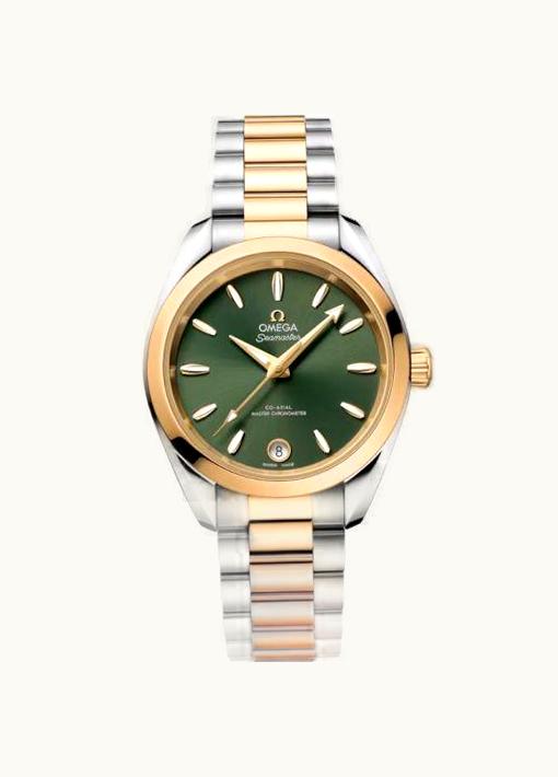 Omega Seamaster Aqua Terra 150M Shades Master Chronometer 34 Stainless Steel - Moonshine Gold / Green / Bracelet