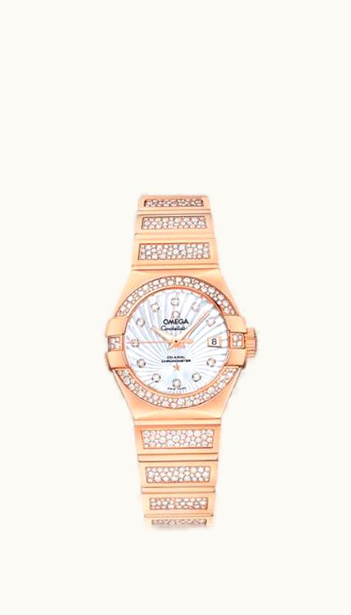 Omega Constellation Co-Axial 27 Polished Red Gold / Snow / MOP Supernova