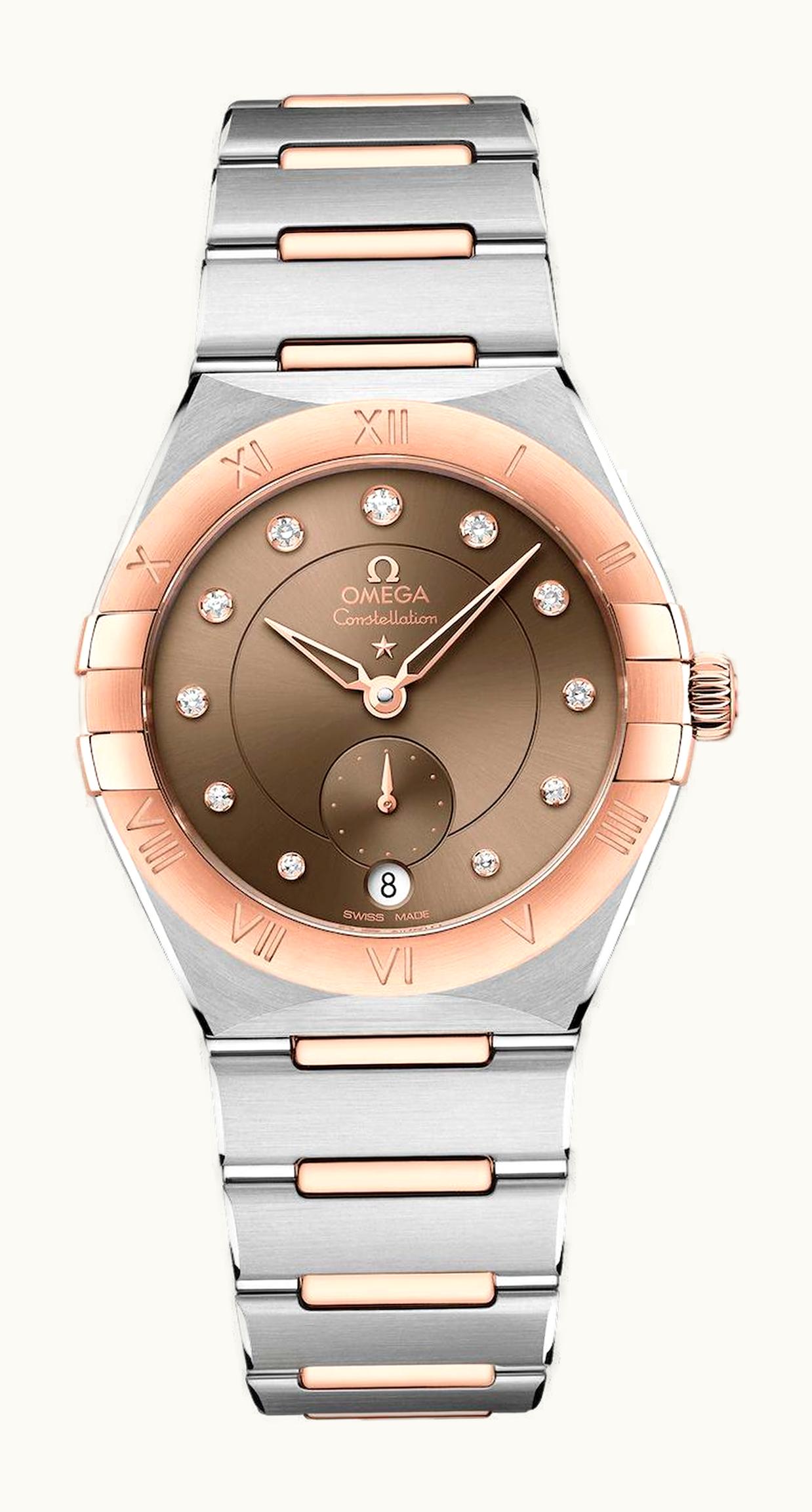Omega Constellation Master Chronometer Small Seconds 34 Stainless Steel / Sedna Gold / Brown - Diamond / Bracelet