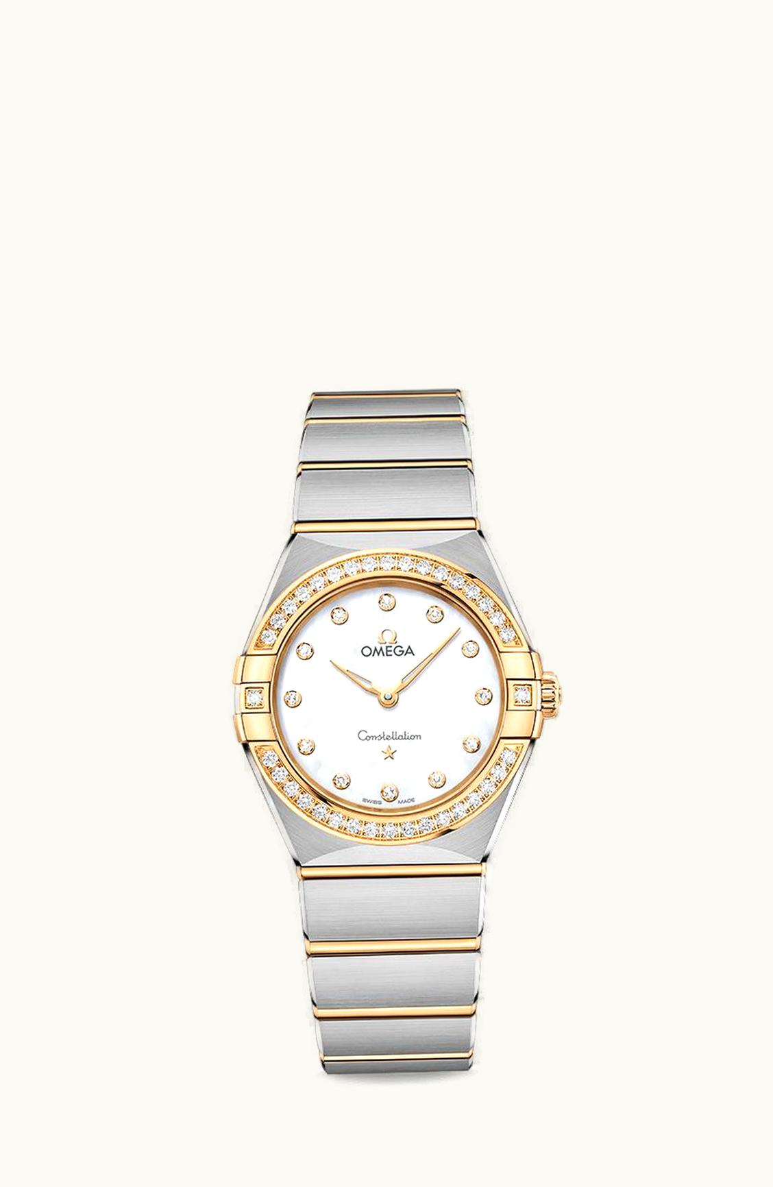 Omega Constellation Manhattan 28 Quartz Stainless Steel / Yellow Gold / MOP / Diamond