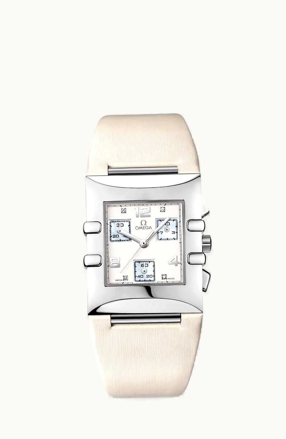 Omega Constellation Quadra Quartz 28 Chronograph Stainless Steel / White / Fabric