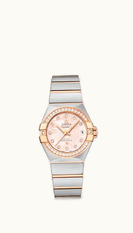 Omega Constellation Co-Axial 27 Brushed Stainless Steel / Red Gold / Diamond / Pink MOP