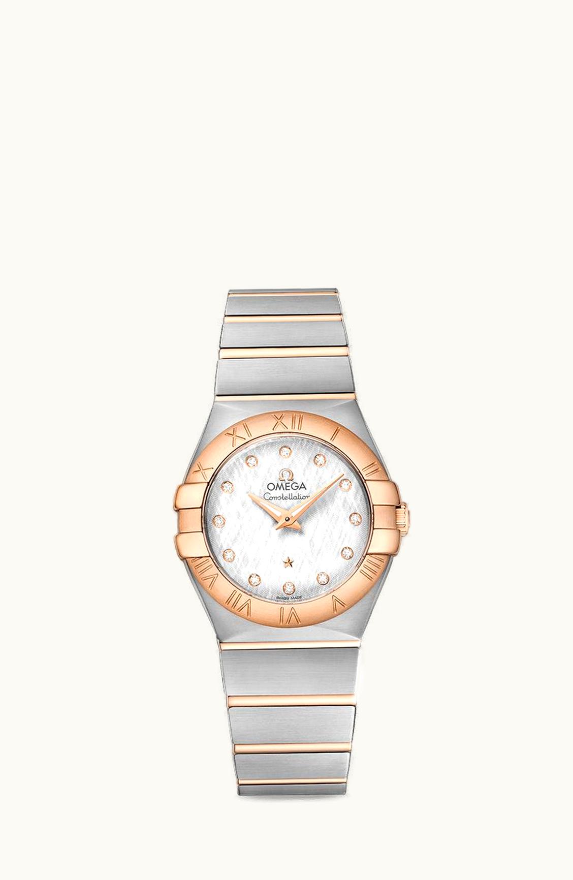 Omega Constellation Quartz 27 Brushed Stainless Steel / Red Gold / Silver Silk