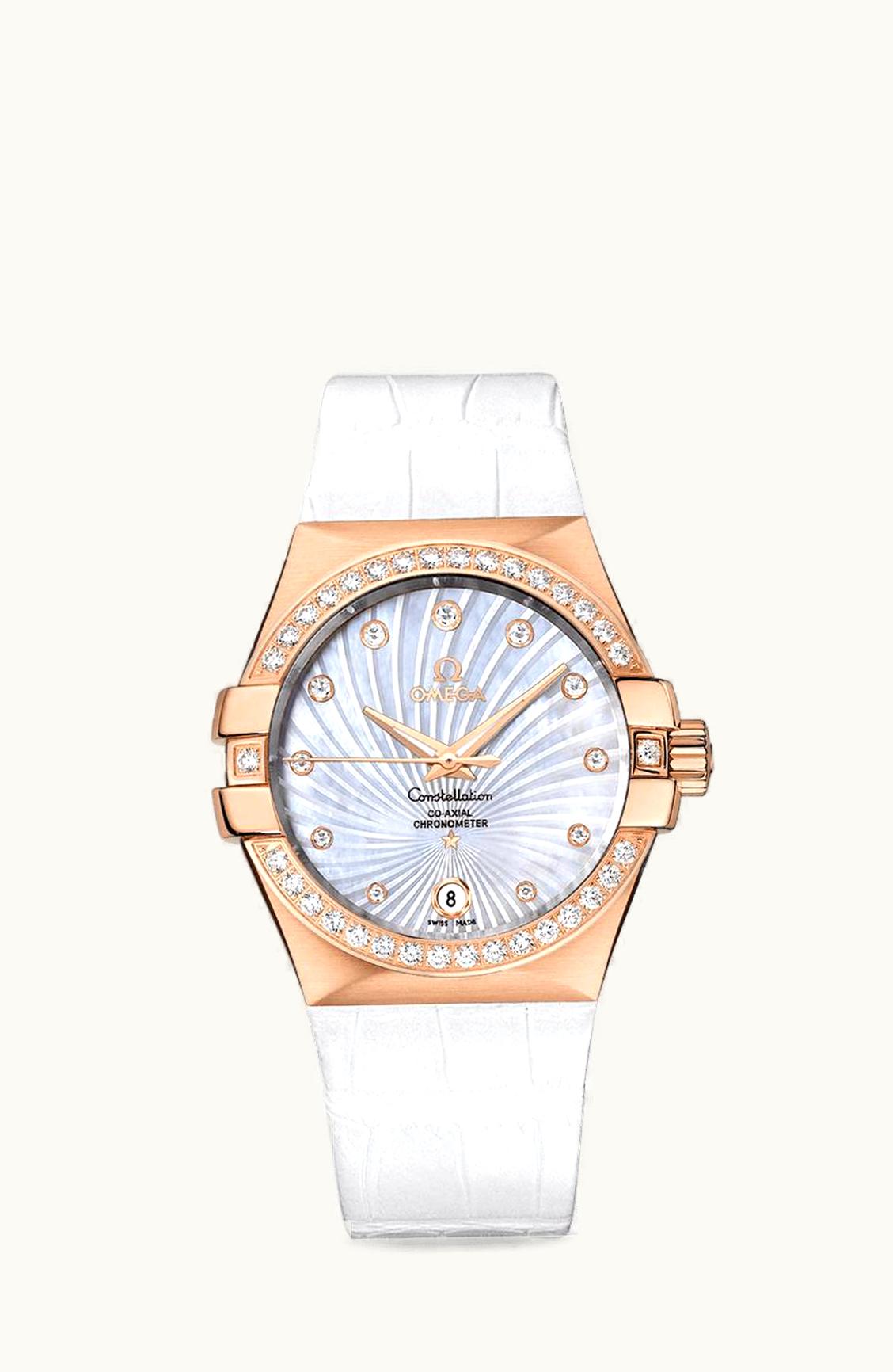 Omega Constellation Co-Axial 35 Red Gold / Diamond / MOP Supernova / Alligator