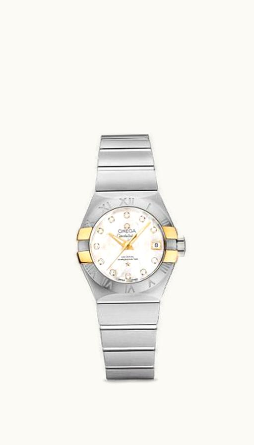 Omega Constellation Co-Axial 27 Brushed Stainless Steel / Yellow Gold Claws / MOP