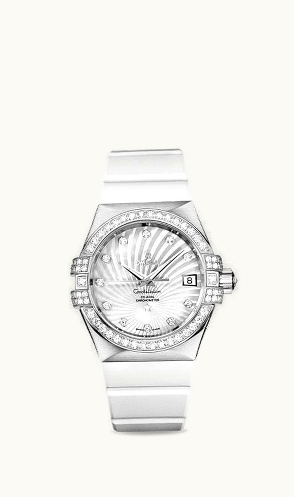 Omega Constellation Co-Axial 35 White Gold / Diamond / MOP Supernova / Rubber