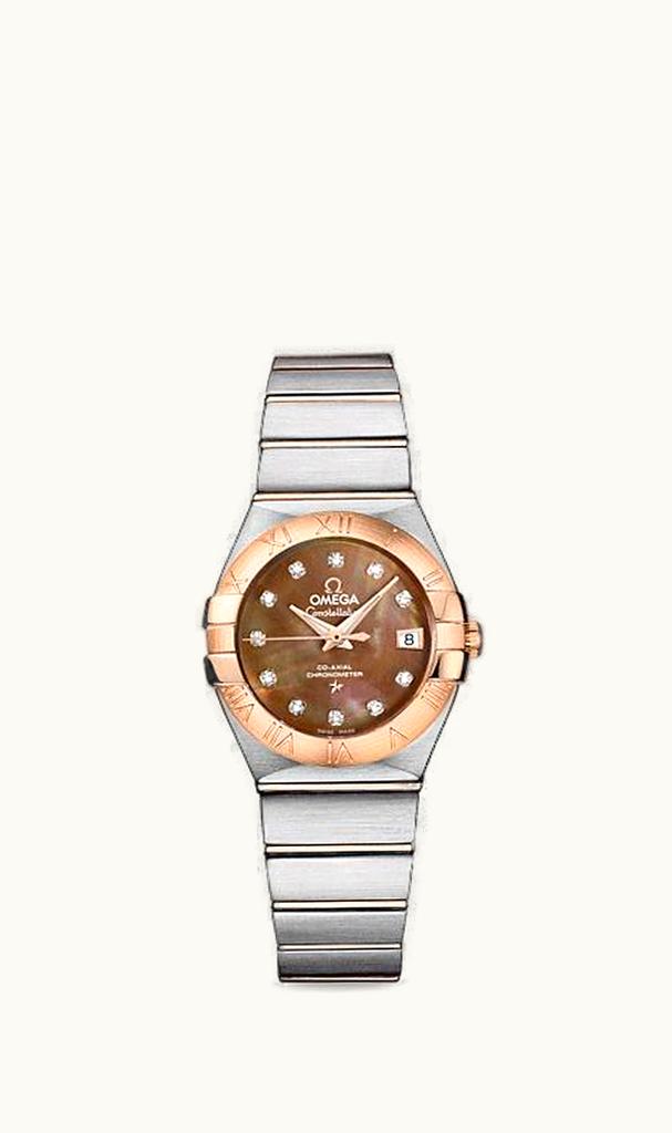 Omega Constellation Co-Axial 27 Brushed Stainless Steel / Red Gold / Brown MOP