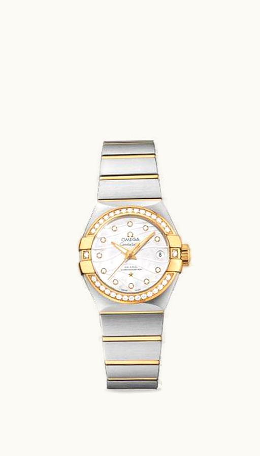 Omega Constellation Co-Axial 27 Brushed Stainless Steel / Yellow Gold / Diamond / Wavy MOP