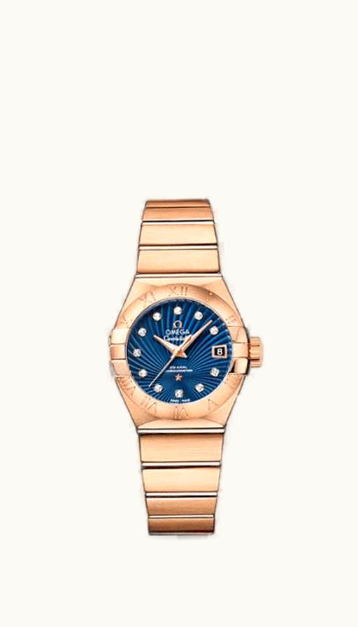 Omega Constellation Co-Axial 27 Brushed Red Gold / Blue Supernova