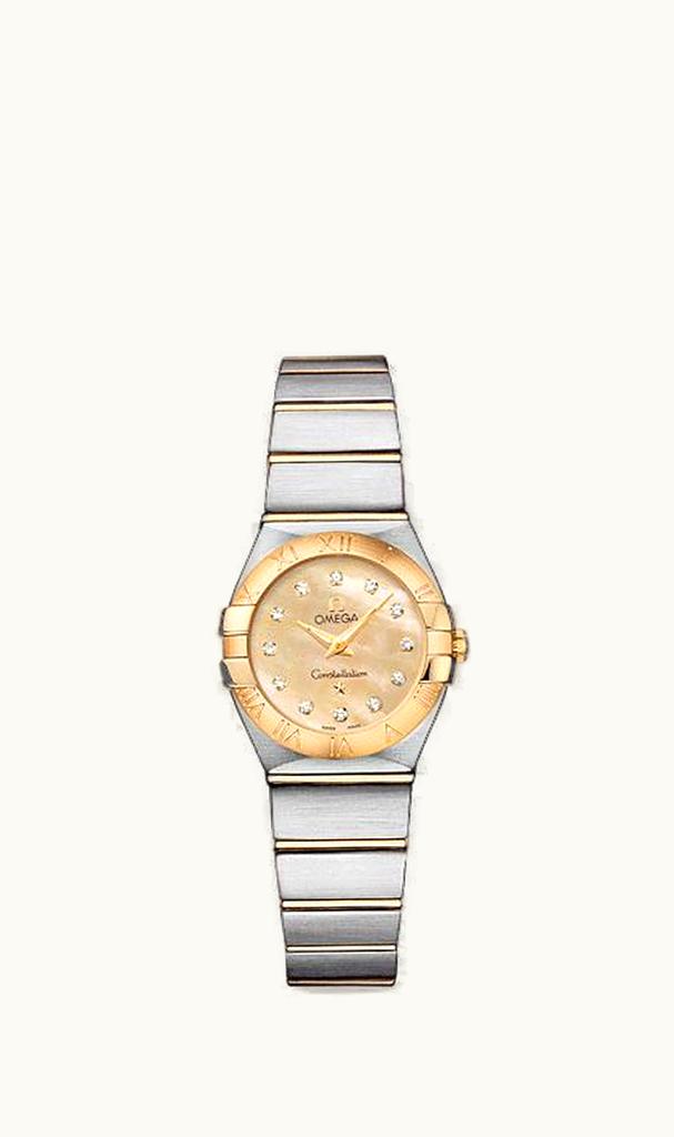 Omega Constellation Quartz 24 Brushed Stainless Steel / Yellow Gold / Champagne MOP