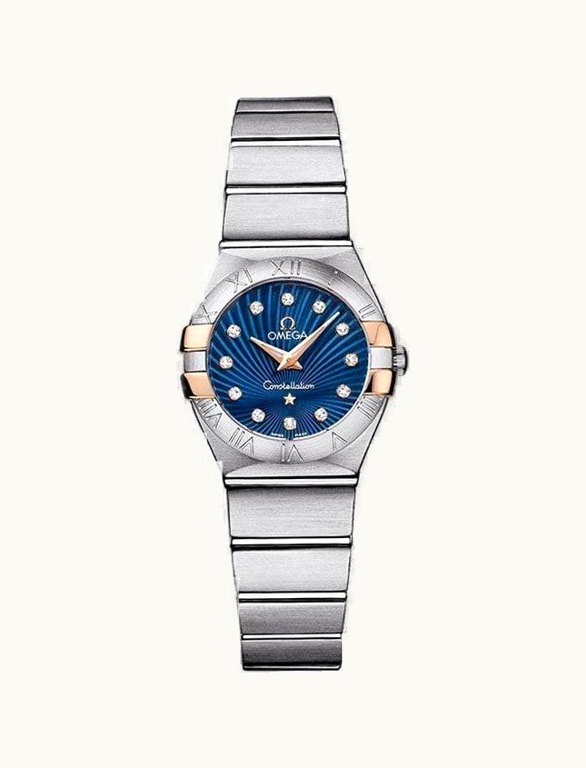 Omega Constellation Quartz 24 Brushed Stainless Steel / Gold Claws / Blue Supernova