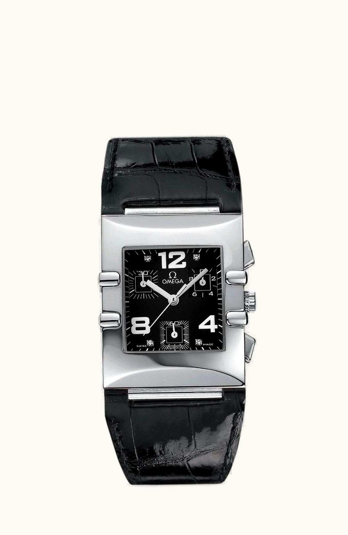 Omega Constellation Quadra Quartz 28 Chronograph Stainless Steel / Black / Alligator