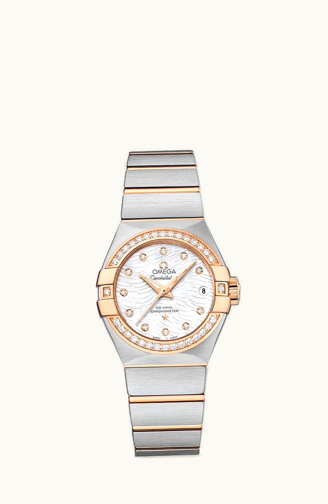 Omega Constellation Co-Axial 27 Brushed Stainless Steel / Red Gold / Diamond / MOP