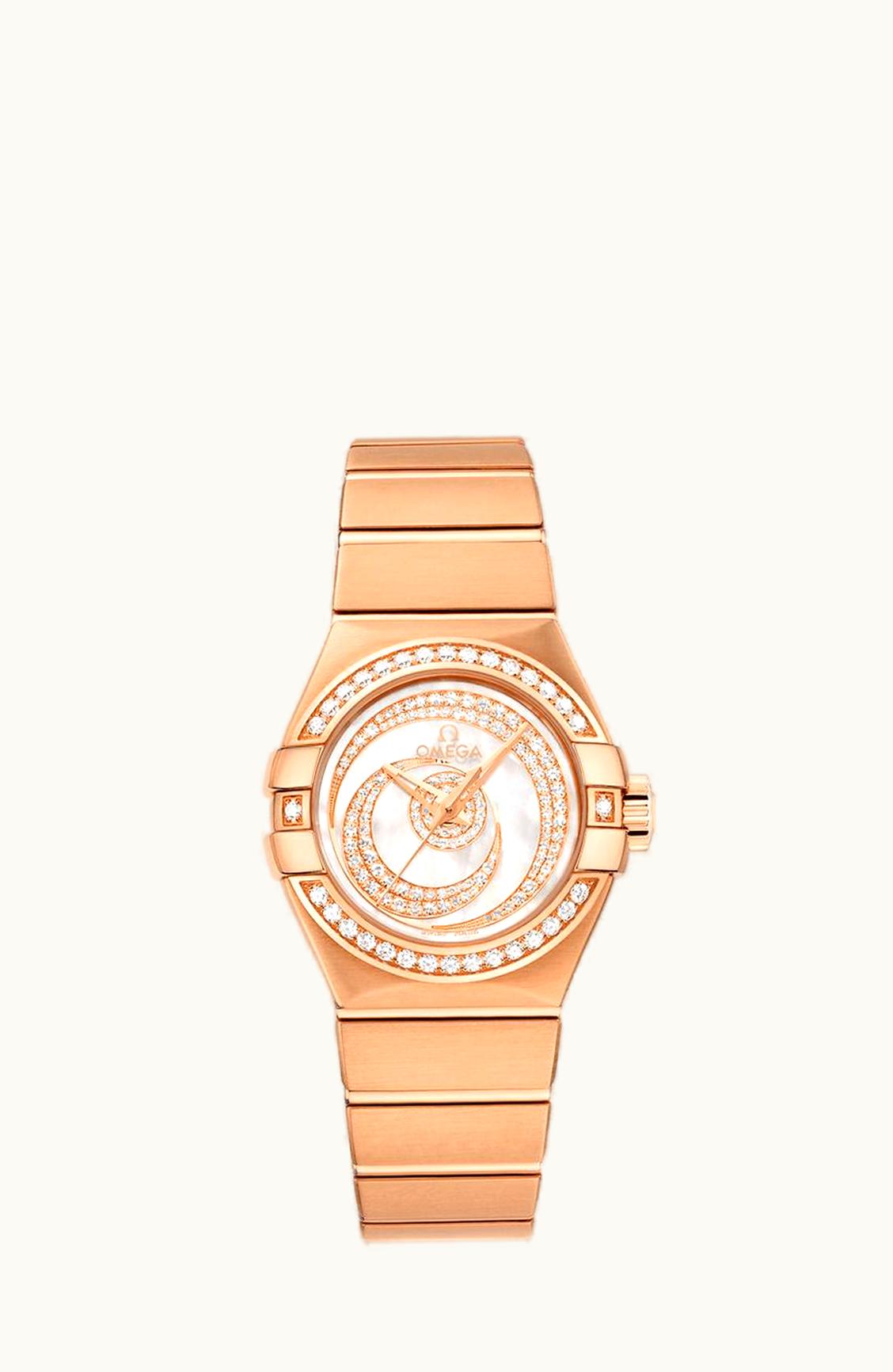 Omega Constellation Co-Axial 27 Brushed Red Gold / Diamond / Diamond Moon