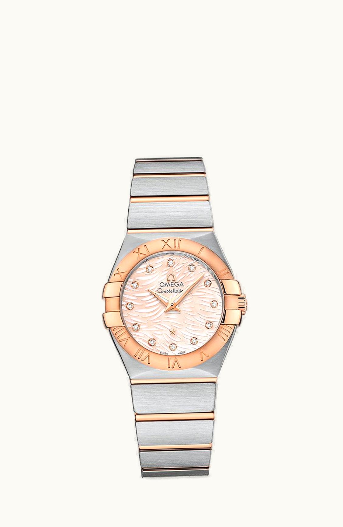 Omega Constellation Quartz 27 Brushed Stainless Steel / Red Gold / Pink MOP