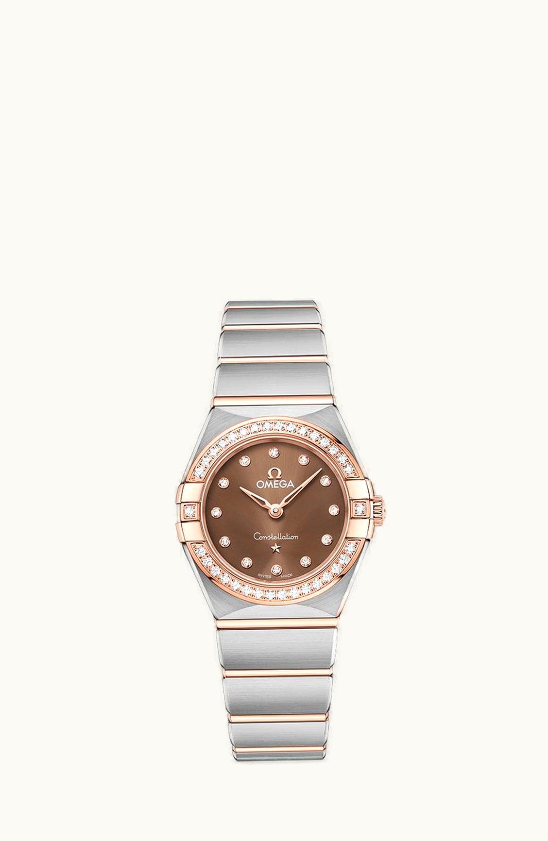 Omega Constellation Manhattan 25 Quartz Stainless Steel / Sedna Gold / Brown - Diamond / Diamond