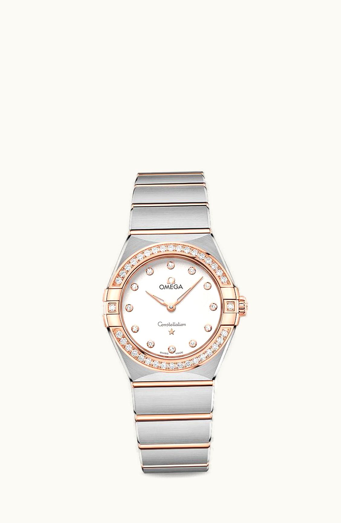 Omega Constellation Manhattan 28 Quartz Stainless Steel / Sedna Gold / Silver-Diamond / Diamond
