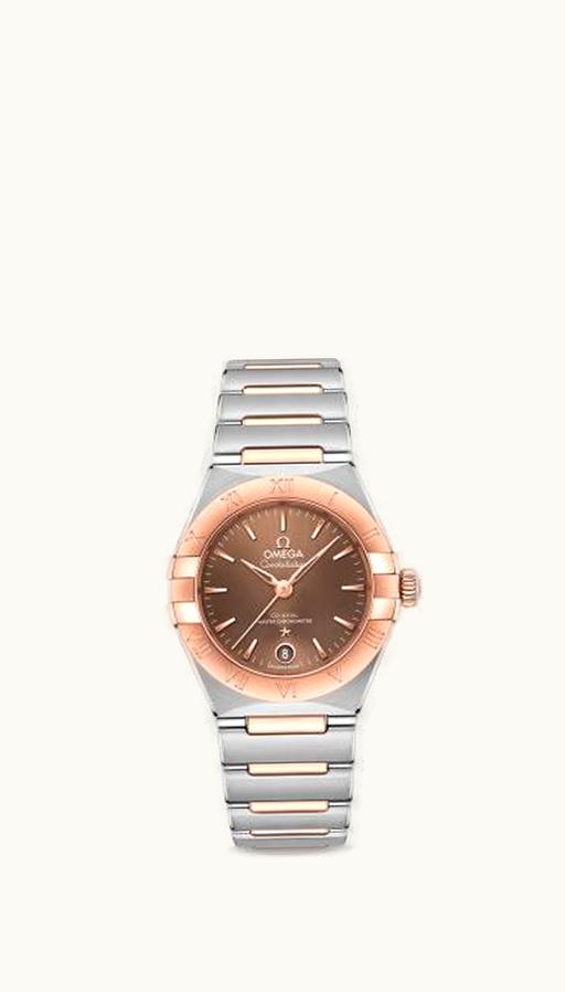 Omega Constellation Manhattan 29 Co-Axial Master Chronometer Stainless Steel / Sedna Gold / Brown
