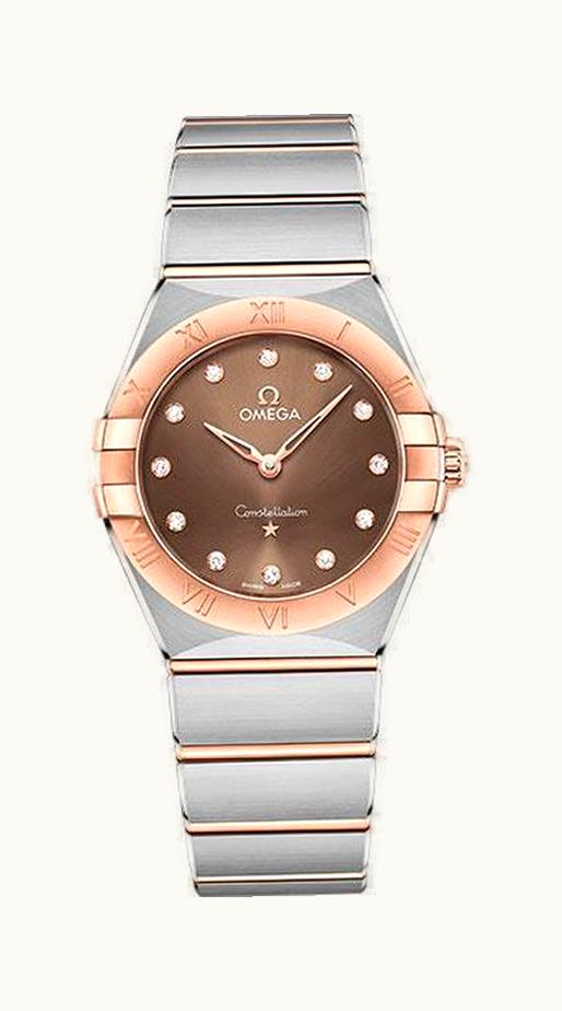 Omega Constellation Manhattan 28 Quartz Stainless Steel / Sedna Gold / Brown-Diamond / Diamond