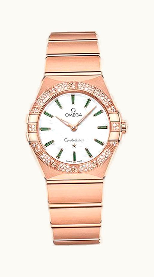 Omega Constellation Manhattan 28 Quartz Sedna Gold / MOP / Diamond